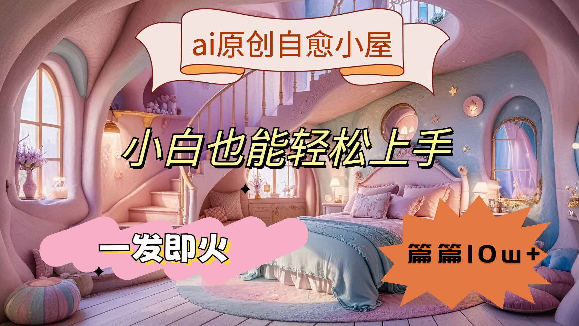 ai原创治愈小屋，小白也能轻松上手，一发即火，篇篇10w+-91集赚创业网