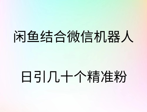 闲鱼结合微信机器人，日引几十个精准粉-91集赚创业网