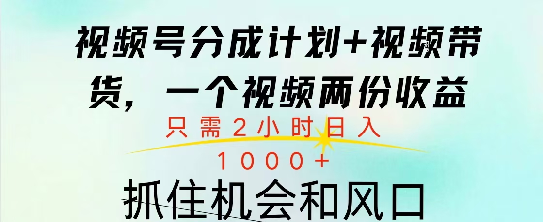 视频号橱窗带货, 10分钟一个视频, 2份收益,日入1000+-91集赚创业网