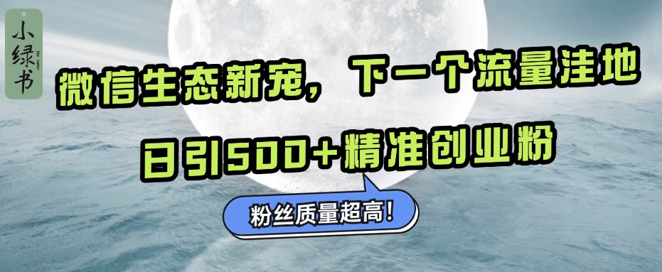微信生态新宠小绿书：下一个流量洼地，粉丝质量超高，日引500+精准创业粉，-91集赚创业网