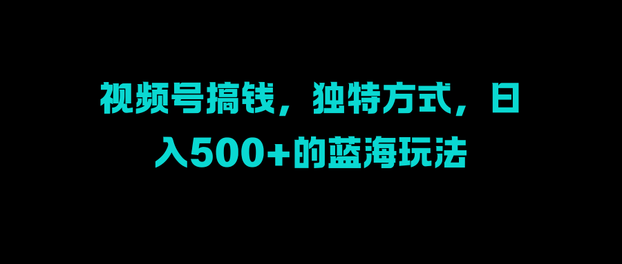 视频号搞钱，独特方式，日入500+的蓝海玩法-91集赚创业网