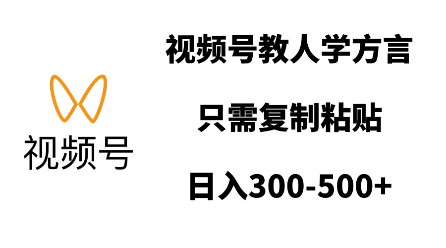 视频号教人学方言，只需复制粘贴，日入300-500+-91集赚创业网