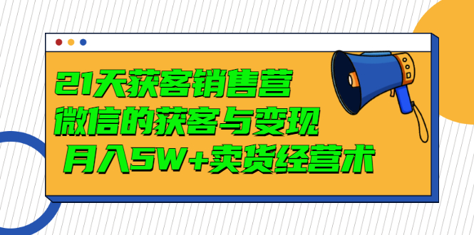 【副业项目3530期】微信营销的方法和技巧：21天获客销售营，带你破解微信的获客与变现-91集赚创业网