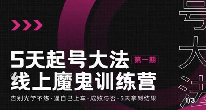 【副业项目3626期】五天起号魔鬼训练营，告别光学不练，逼自己上车，成败与否，5天拿到结果-91集赚创业网
