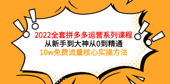【副业项目4045期】2022全套拼多多运营课程：新手怎么做拼多多电商，10w免费流量核心实操方法-91集赚创业网