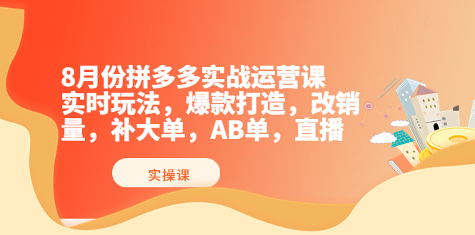 【副业项目4075期】拼多多实战运营课，实时玩法，爆款打造，改销量，补大单，AB单，直播-91集赚创业网