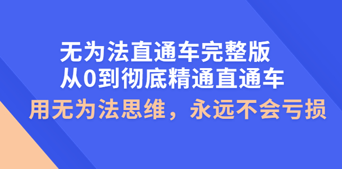 【副业项目4253期】无为法直通车完整版：从0到彻底精通直通车，用无为法思维，永远不会亏损-91集赚创业网