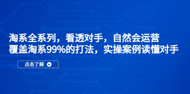 【副业项目5366期】淘系全系列，看透对手，自然会运营，覆盖淘系99%·打法，实操案例读懂对手-91集赚创业网