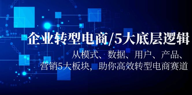 【副业项目5960期】企业转型电商/5大底层逻辑，从模式 数据 用户 产品 营销5大板块，高效转型-91集赚创业网