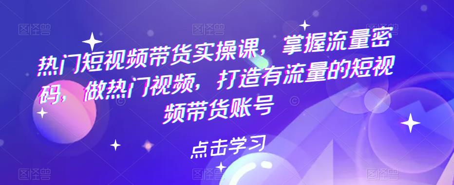 【副业项目5822期】热门短视频带货实战 掌握流量密码 做热门视频 打造有流量的短视频带货账号-91集赚创业网