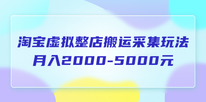 【副业项目5953期】淘宝虚拟整店搬运采集玩法分享课:月入2000-5000元(5节课)-91集赚创业网