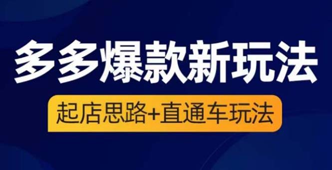 【副业项目6039期】2023拼多多爆款·新玩法：起店思路+直通车玩法（3节精华课）-91集赚创业网
