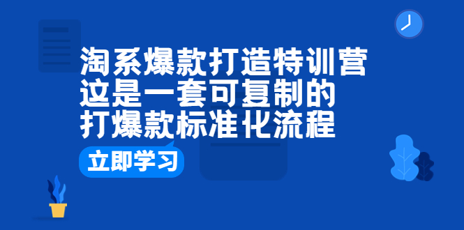【副业项目6602期】淘系爆款打造特训营：这是一套可复制的打爆款标准化流程-91集赚创业网