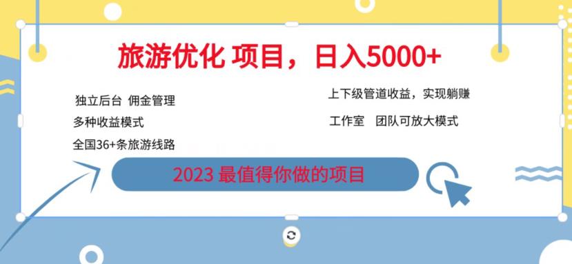 【副业项目6884期】旅游项目最新模式，独立后台+全国35+线路，日入5000+【揭秘】-91集赚创业网