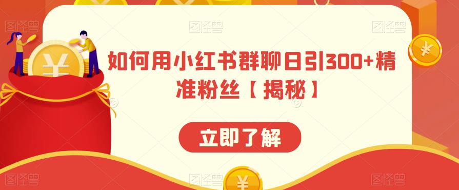 【副业项目6389期】如何用小红书群聊日引300+精准粉丝【揭秘】-91集赚创业网