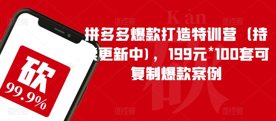 【副业项目6391期】拼多多爆款打造特训营（持续更新中)，199元*100套可复制爆款案例-91集赚创业网