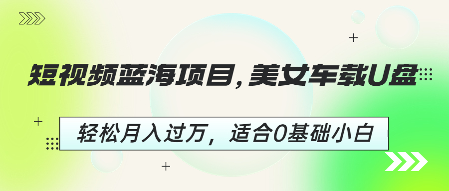 【副业项目6860期】短视频蓝海项目，美女车载U盘，轻松月入过万，适合0基础小白-91集赚创业网