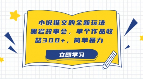 【副业项目7080期】小说推文的全新玩法，黑岩故事会，单个作品收益300+，简单暴力-91集赚创业网