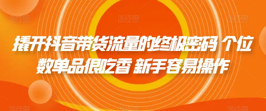 【副业项目7365期】撬开抖音带货流量的终极密码 个位数单品很吃香 新手容易操作-91集赚创业网