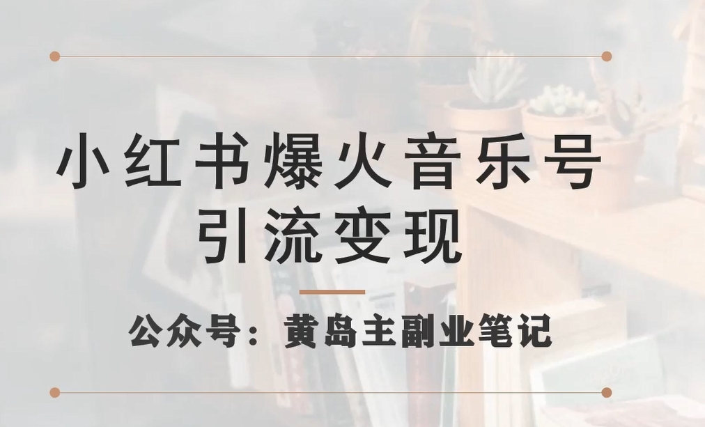 【副业项目7505期】小红书爆火音乐号引流变现项目，视频版一条龙实操玩法分享给你-91集赚创业网