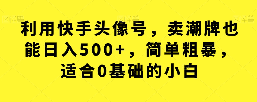 【副业项目7527期】利用快手头像号，卖潮牌也能日入500+，简单粗暴，适合0基础的小白【揭秘】-91集赚创业网