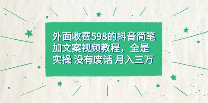 【副业项目7528期】外面收费598抖音简笔加文案教程，全是实操 没有废话 月入三万（教程+资料）-91集赚创业网