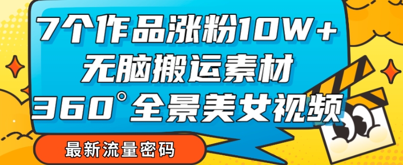 【副业项目7945期】7个作品涨粉10W+，无脑搬运素材，全景美女视频爆款玩法分享【揭秘】-91集赚创业网