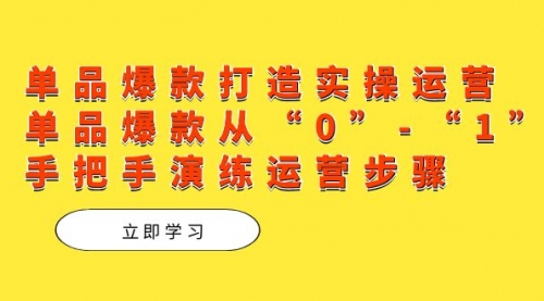 【副业项目7711期】单品爆款打造实操运营，单品爆款从“0”-“1”手把手演练运营步骤-91集赚创业网