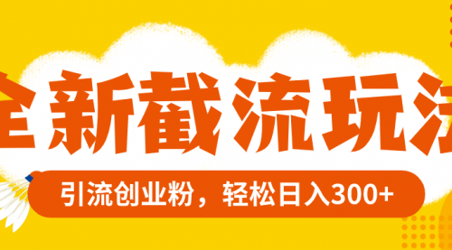【副业项目8262期】全新截流玩法，精准引流创业粉，轻松日入300+-91集赚创业网