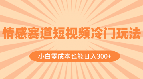 【副业项目8513期】情感赛道短视频冷门玩法，小白零成本也能日入300+-91集赚创业网