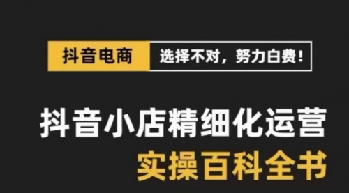 【副业项目8545期】抖音小店 精细化运营-百科全书，保姆级运营实战讲解-91集赚创业网