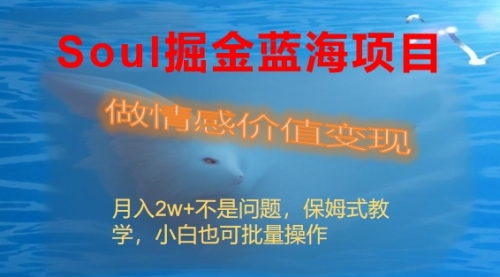 【副业8669期】Soul掘金蓝海项目细分赛道，做情感价值变现，月入2w+不是问题-91集赚创业网