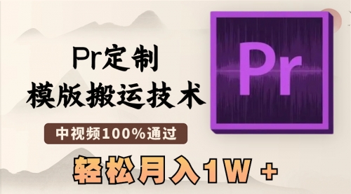 【副业8726期】最新Pr定制模版搬运技术,中视频100%通过-91集赚创业网