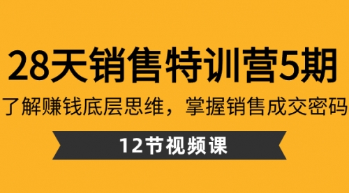 【副业8768期】28天·销售特训营5期：了解赚钱底层思维，掌握销售成交密码（12节课）-91集赚创业网