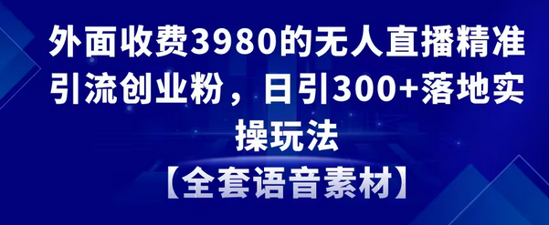 【副业8884期】无人直播精准引流创业粉,日引300+落地实操玩法【全套语音素材】-91集赚创业网