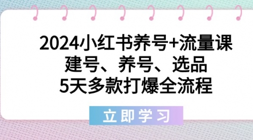 【副业8999期】2024小红书养号+流量课：建号、养号、选品，5天多款打爆全流程-91集赚创业网