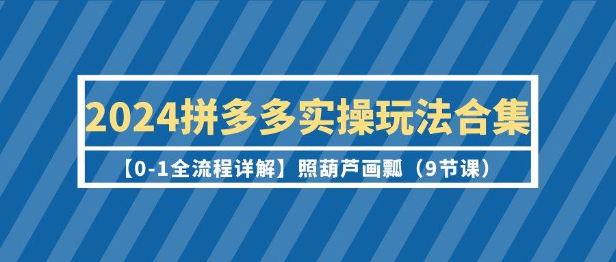 2024拼多多实操玩法合集【0-1全流程详解】照葫芦画瓢（9节课）-91集赚创业网