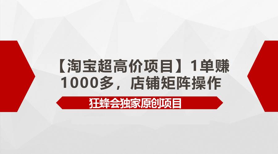 【淘宝超高价项目】1单赚1000多，店铺矩阵操作-91集赚创业网