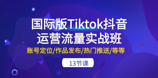 国际版Tiktok抖音运营流量实战班：账号定位/作品发布/热门推送/等等-13节-91集赚创业网