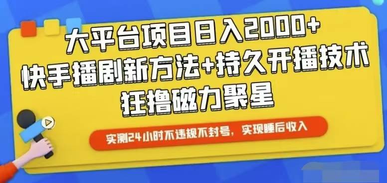快手24小时无人直播，真正实现睡后收益-91集赚创业网