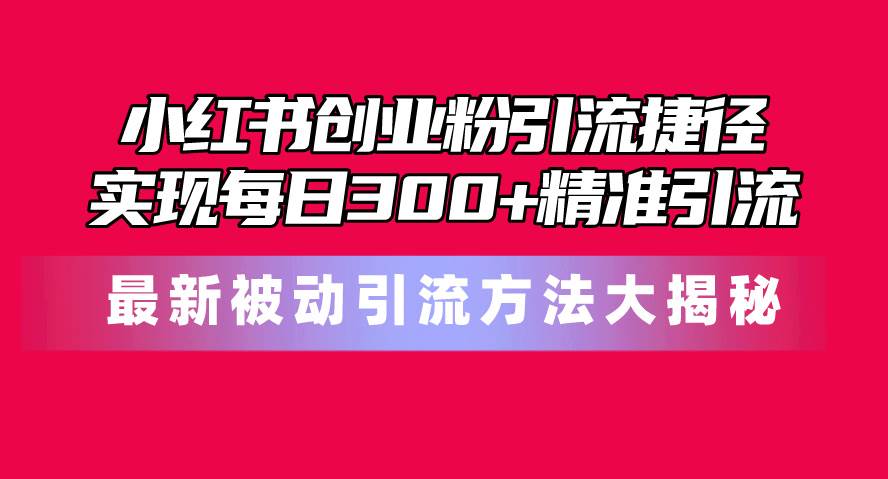 小红书创业粉引流捷径！最新被动引流方法大揭秘，实现每日300+精准引流-91集赚创业网