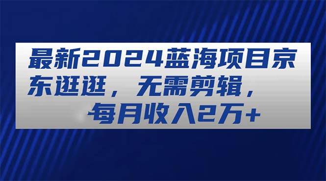 最新2024蓝海项目京东逛逛，无需剪辑，每月收入2万+-91集赚创业网