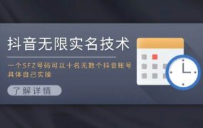 抖音无限实名技术：一个SFZ号码可以十名无数个抖音账号，具体自己实操-91集赚创业网
