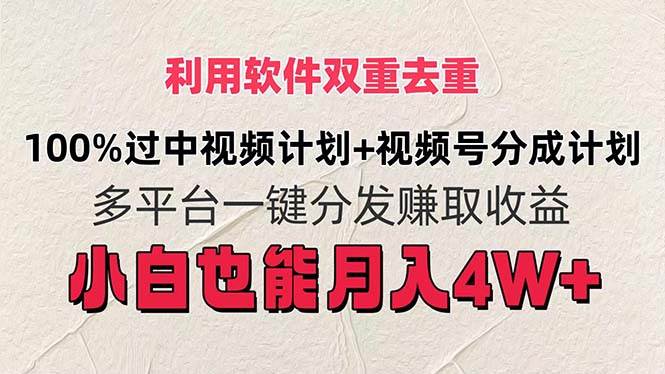 利用软件双重去重，100%过中视频+视频号分成计划小白也可以月入4W+-91集赚创业网