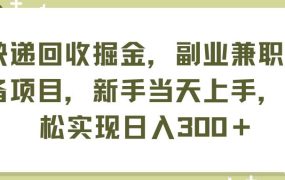 快递回收掘金,副业兼职必备项目,新手当天上手,轻松实现日入300+-91集赚创业网