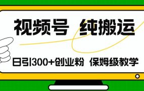 视频号纯搬运日引流300+创业粉，日入4000+-91集赚创业网
