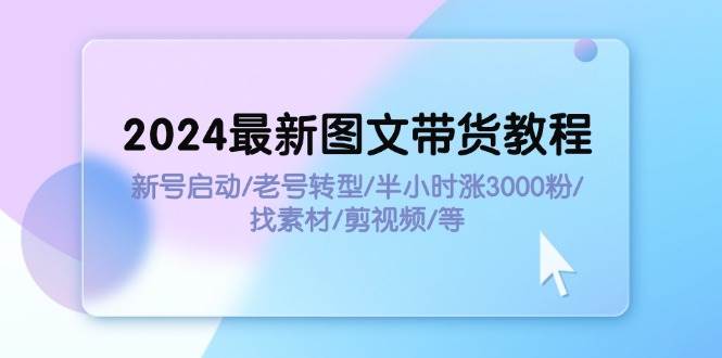 2024最新图文带货教程：新号启动/老号转型/半小时涨3000粉/找素材/剪辑-91集赚创业网