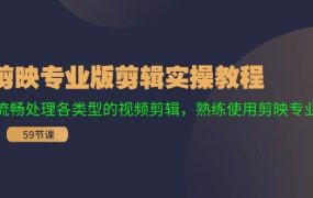 剪映专业版剪辑实操教程：流畅处理各类型的视频剪辑，熟练使用剪映专业版-91集赚创业网