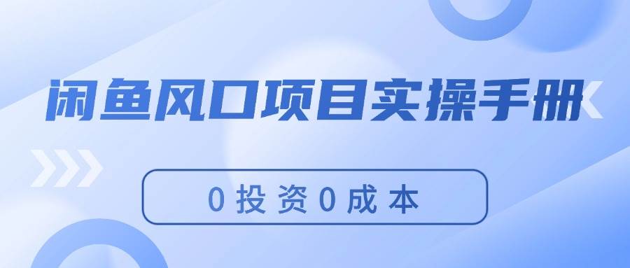 闲鱼风口项目实操手册，0投资0成本，让你做到，月入过万，新手可做-91集赚创业网