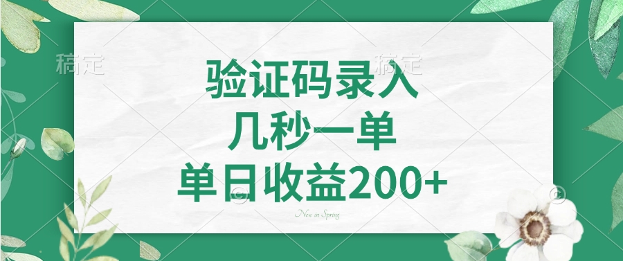 验证码录入，几秒一单，单日收益200+-91集赚创业网